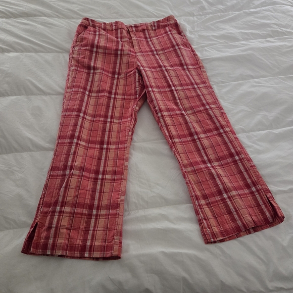 Cherokee Pants - Vintage Women's Cherokee Pink & Orange Plaid Ankle Pants